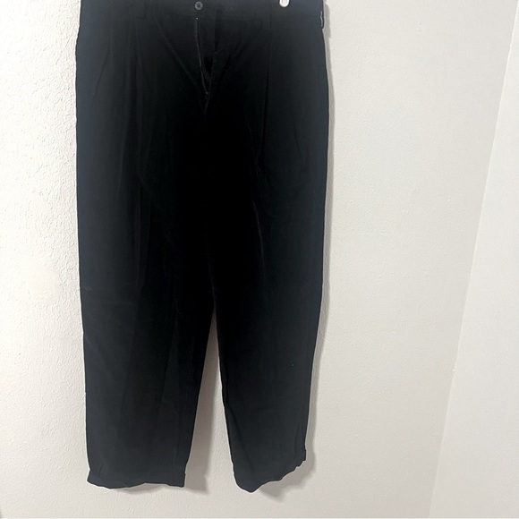 Perry Ellis Portfolio Men’s Size 34/30 Black Corduroy Pleated Cuffed Hem Pants - Picture 2 of 12